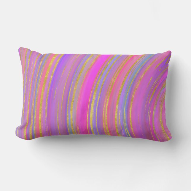 Multicolor and Gold Lumbar Pillow (Front)
