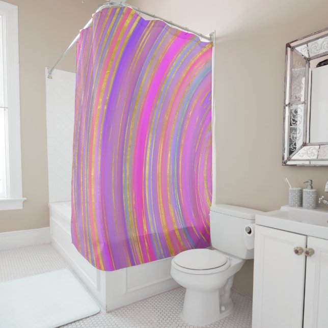 Multicolor and Gold Shower Curtain (In Situ)