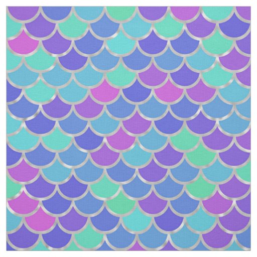 Multicolor and Silver Foil Mermaid Scales Fabric