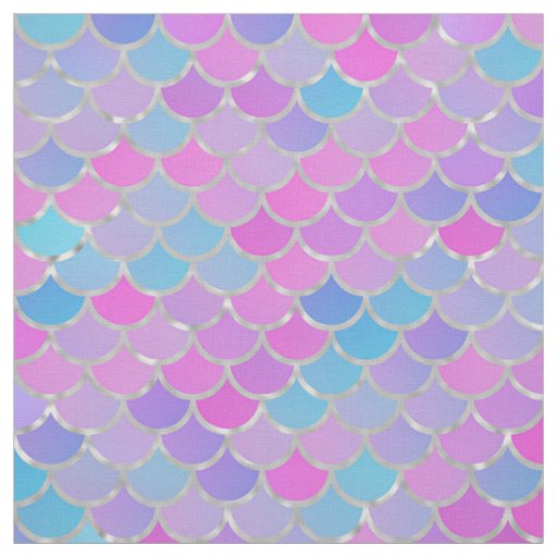 Multicolor and Silver Foil Mermaid Scales Fabric