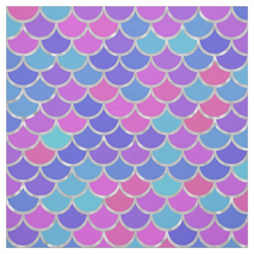 Multicolor and Silver Foil Mermaid Scales Fabric