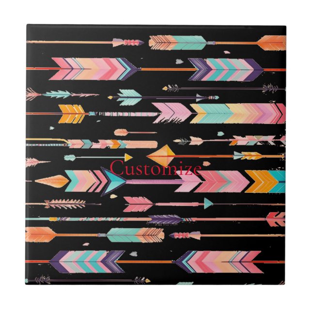Multicolor Arrow Pattern Thunder_Cove Ceramic Tile (Front)
