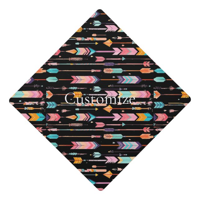 Multicolor Arrow Pattern Thunder_Cove Graduation Cap Topper (Front)