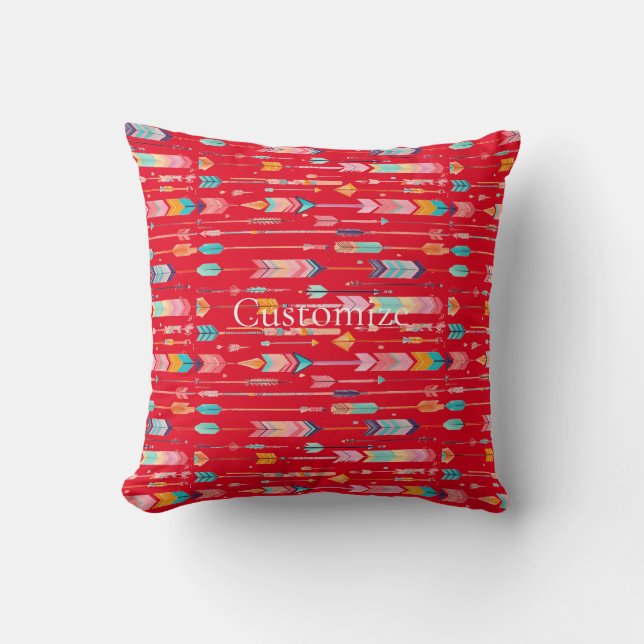 Multicolor Arrow Pattern Thunder_Cove Throw Pillow (Front)