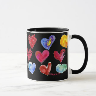 Multicolor Artsy Love Hearts BlackMug 4 of 4 Mug