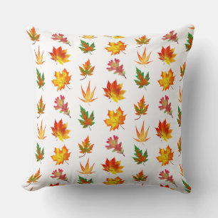Multicolor Autumn Leaves Throw Pillow