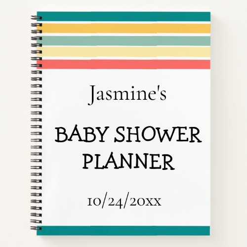 Multicolor Baby Shower Planner Organizer Notebook