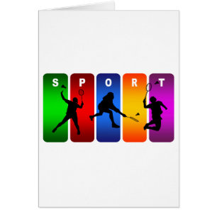 Multicolor Badminton Emblem Cards