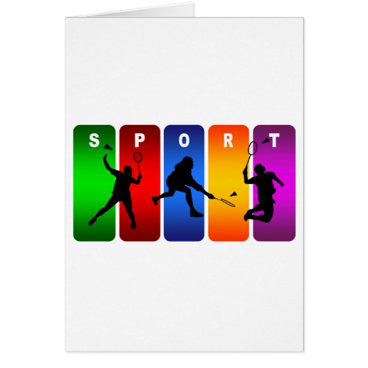 Multicolor Badminton Emblem Cards (Front)