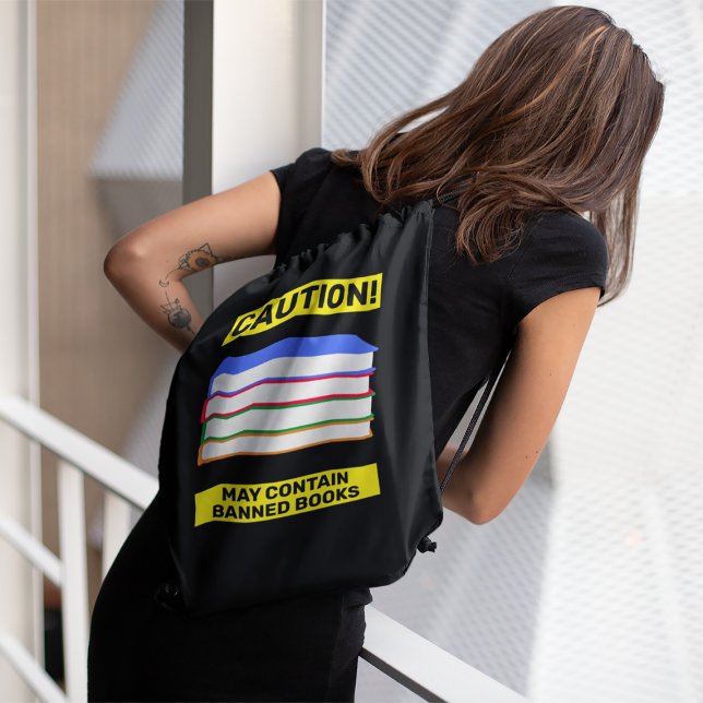 Multicolor Banned Books Drawstring Backpack (Creator Uploaded)
