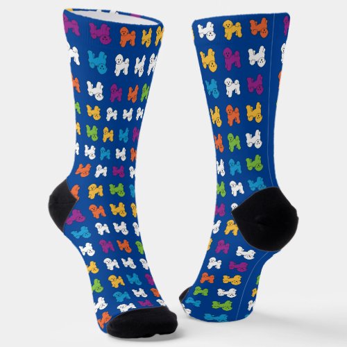 Multicolor Bichon Doggy Dog Rainbow Mixed Breed Socks