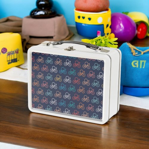 Multicolor Bicycle Pattern Metal Lunch Box