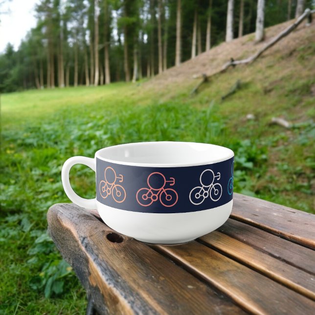 Multicolor Bicycle Pattern Soup Mug (Soup Mug)