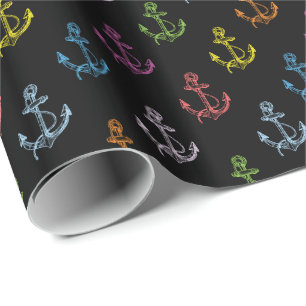 Multicolor Boat Anchors Pattern Illustration Wrapping Paper