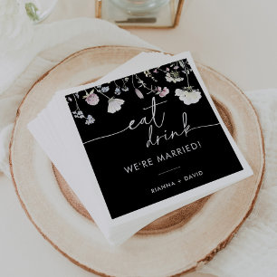 Multicolor Boho Eat Drink We're Married Wedding  Napkins