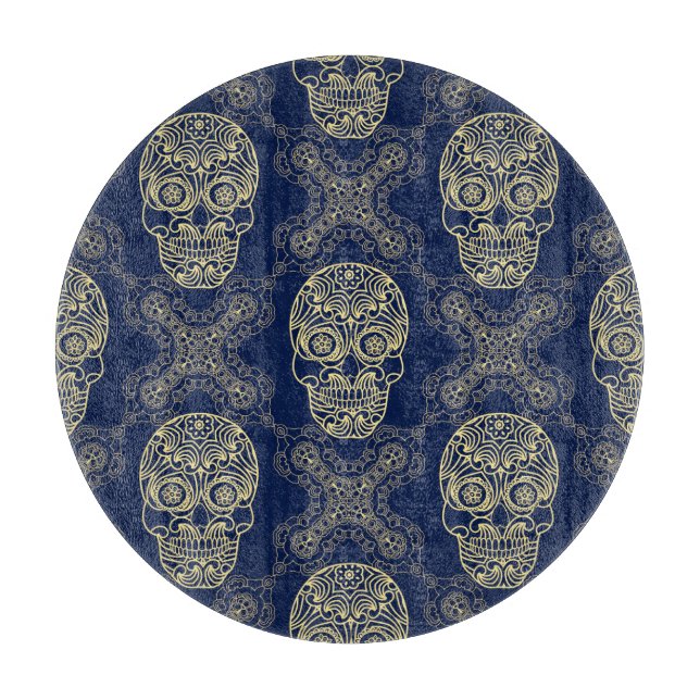 Multicolor Boho Skull Pattern. Cutting Board (Front)
