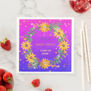 Multicolor Botanicals Floral Bridal Shower Party Paper Dinner Napkins