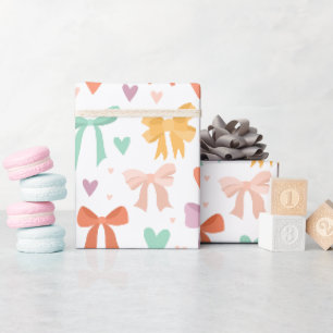 Multicolor Bows & Hearts Wrapping Paper