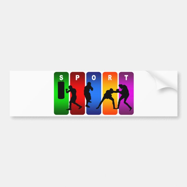 Multicolor Boxing Emblem Bumper Sticker (Front)
