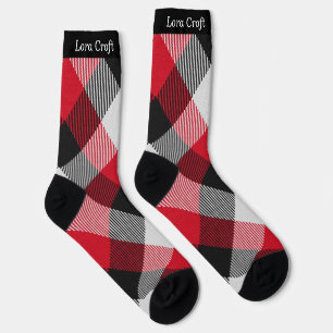Multicolor Buffalo Plaid Christmas Personalized Socks