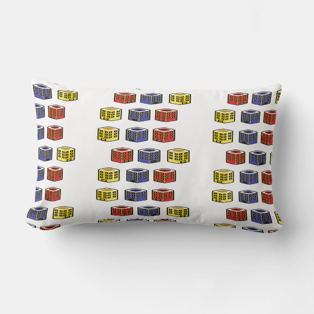multicolor buildings lumbar pillow (Front)