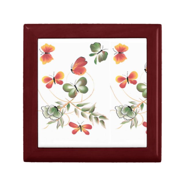 MultiColor Butterflies Art Jewelry Box (Front)