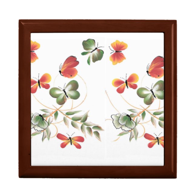 MultiColor Butterflies Art Jewelry Box (Front)