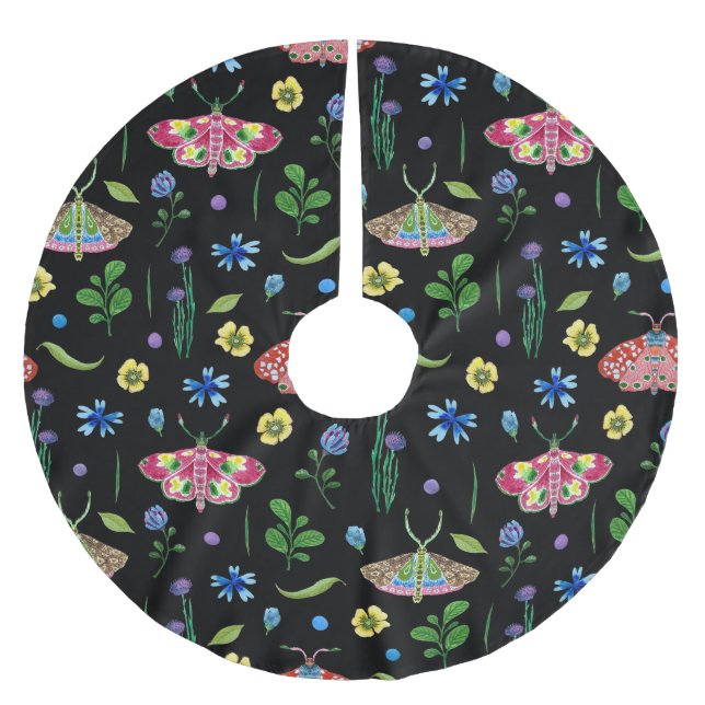 Multicolor Butterflies: Bright Seamless Pattern Brushed Polyester Tree Skirt (Front)