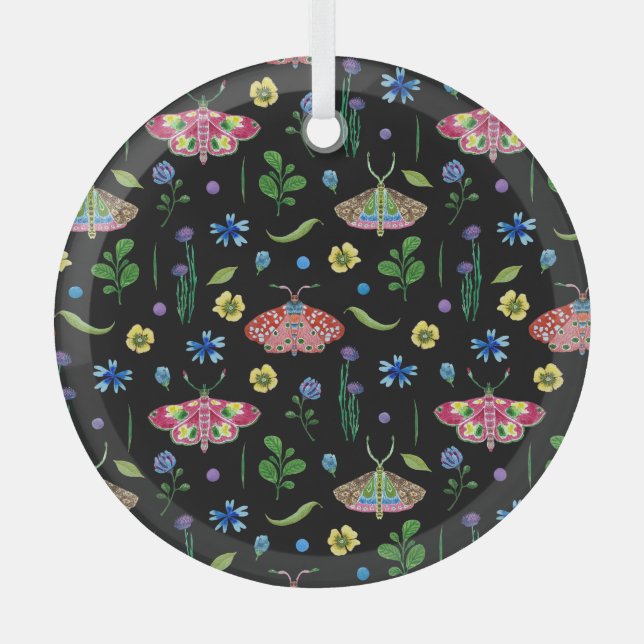 Multicolor Butterflies: Bright Seamless Pattern Glass Ornament (Front)
