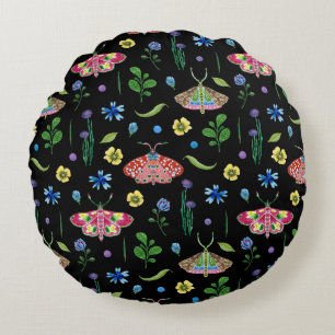 Multicolor Butterflies: Bright Seamless Pattern Round Pillow