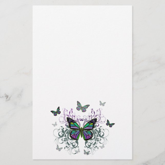 MultiColor Butterflies Stationery (Front)