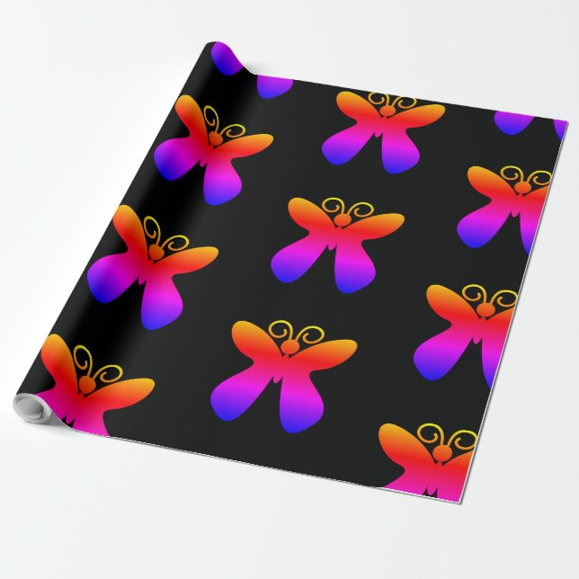 Multicolor butterfly Pattern  Wrapping Paper (Unrolled)