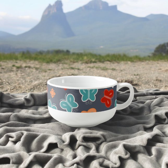 Multicolor Butterfly Soup Mug (Soup Mug)