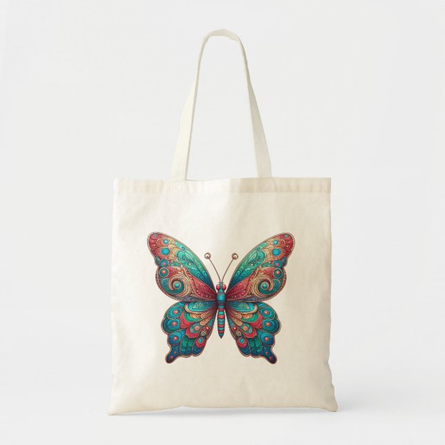 Multicolor Butterfly Tote Bag (Front)