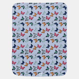 Multicolor Butterfly with Custom Background Color Baby Blanket