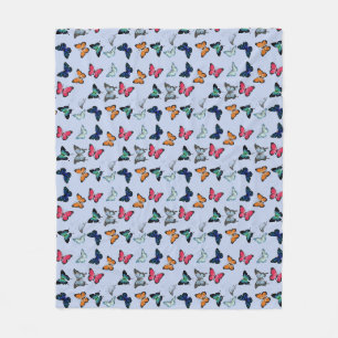 Multicolor Butterfly with Custom Background Color Fleece Blanket