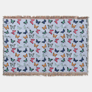 Multicolor Butterfly with Custom Background Color Throw Blanket