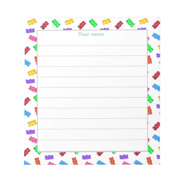 Multicolor Candy Bears Lined Notepad (Front)