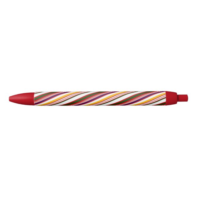 Multicolor Candy Cane Stripes Christmas Black Pen (Front)