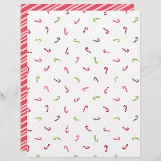 Multicolor Candy Canes & Red Stripe Scrapbook (Front/Back)
