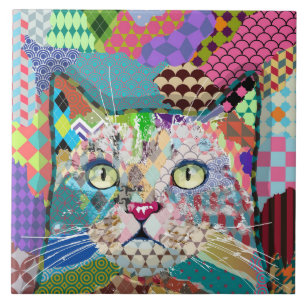 Multicolor cat 671 Patterns Ceramic Tile