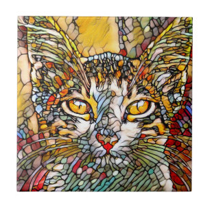 Multicolor Cat 697 Ceramic Tile