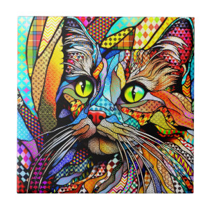 Multicolor Cat 711 patterns Ceramic Tile