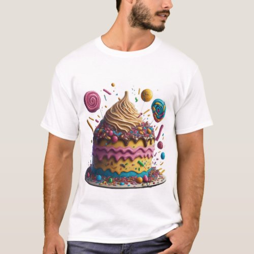Multicolor Celebration Cake T_Shirt