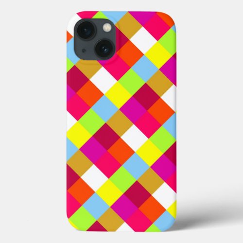 Multicolor Checkerboard Stripe Pattern 2 iPhone 13 Case