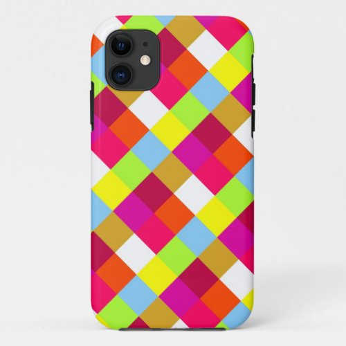 Multicolor Checkerboard Stripe Pattern 2 iPhone 11 Case