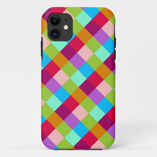 Multicolor Checkerboard Stripe Pattern iPhone 11 Case