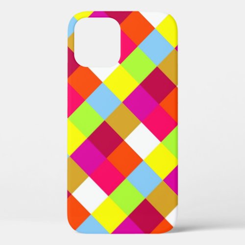 Multicolor Checkerboard Stripe Pattern iPhone 12 Pro Case
