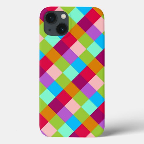 Multicolor Checkerboard Stripe Pattern iPhone 13 Case