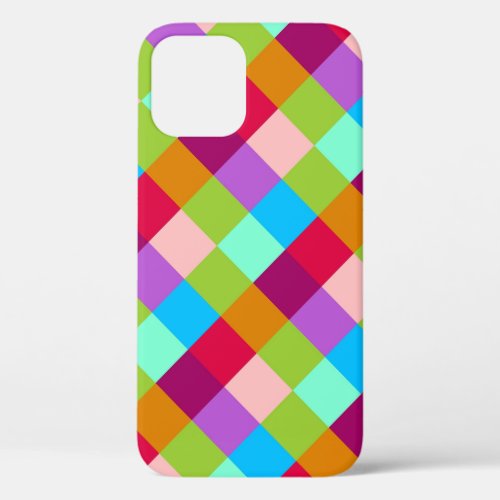 Multicolor Checkerboard Stripe Pattern iPhone 12 Pro Case